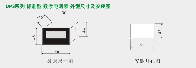 交流电流表,DP3数字电流表,电流表外形安装及安装图