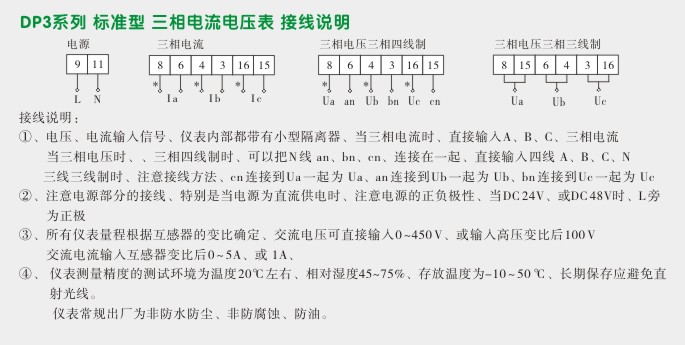 交流电流表,DP3数字电流表,电流表接线说明图