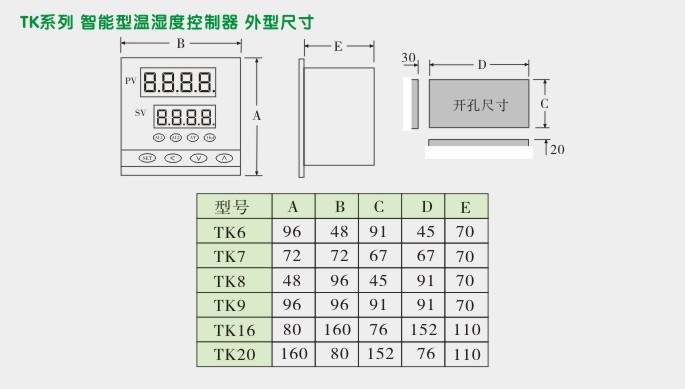 温湿度控制器,TK16温湿度变送器外形尺寸及安装图